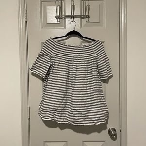 C&C California 100% linen off the shoulder striped top